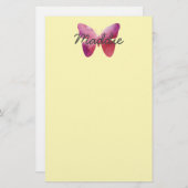ピンクお洒落蝶 便箋 (正面/裏面)