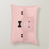 ピンクお洒落豚かわいい農園動物 アクセントクッション (裏面(縦))