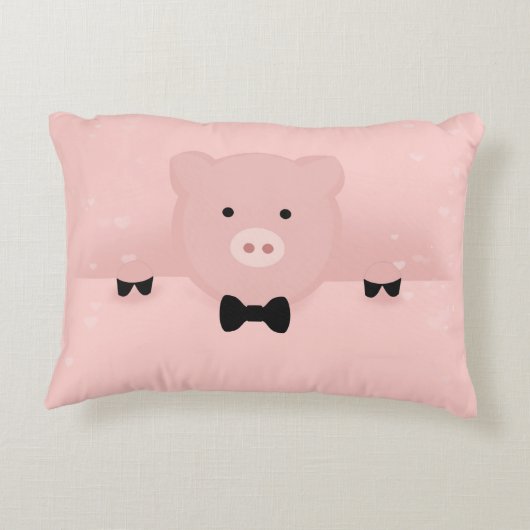 ピンクお洒落豚かわいい農園動物 アクセントクッション (裏面)
