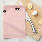 ピンクお洒落豚かわいい農園動物 キッチンタオル (四つ折り)