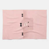 ピンクお洒落豚かわいい農園動物 キッチンタオル (横)
