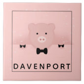 ピンクお洒落豚かわいい農園動物 タイル (正面)