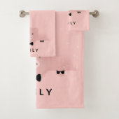 ピンクお洒落豚かわいい農園動物 バスタオルセット (インサイチュ)