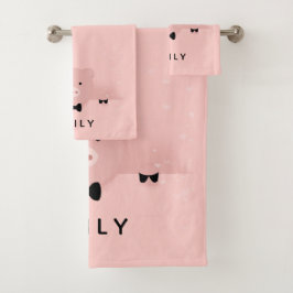 ピンクお洒落豚かわいい農園動物 バスタオルセット