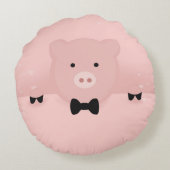 ピンクお洒落豚かわいい農園動物 ラウンドクッション (裏面)