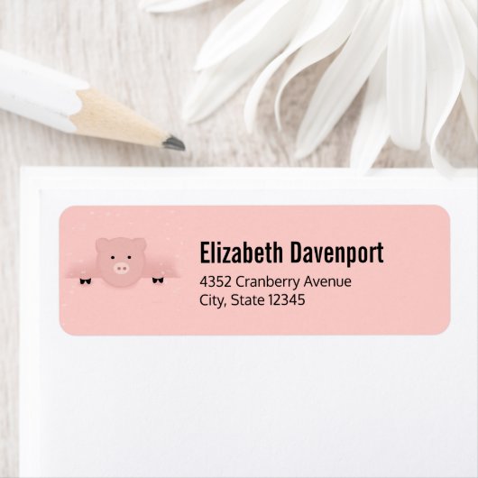ピンクお洒落豚かわいい農園動物 ラベル (インサイチュ)