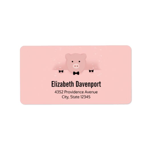 ピンクお洒落豚かわいい農園動物 ラベル (正面)