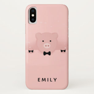 ピンクお洒落豚かわいい農園動物 iPhone X ケース