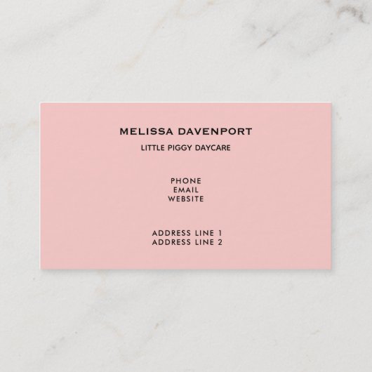 ピンクお洒落豚 名刺 (裏面)