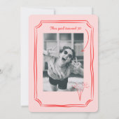 ピンクお洒落赤ファンキー30誕生日 招待状 (裏面)