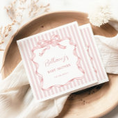 ピンクお洒落赤面リボン女の子ベビーシャワー スタンダードカクテルナプキン