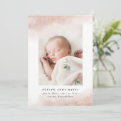 ピンクお洒落金ゴールドクラウドフォト誕生のお知らせ 招待状 (スタンド正面)