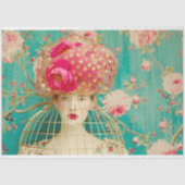 ピンクお洒落金ゴールド水玉模様フローラバードケージハット 薄葉紙 (正面)