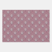 ピンクお洒落雪だるまアールデコホタテ ラッピングペーパーシート (正面3)