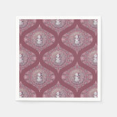 ピンクお洒落雪だるまマンダラオージュデクページ スタンダードカクテルナプキン (正面)