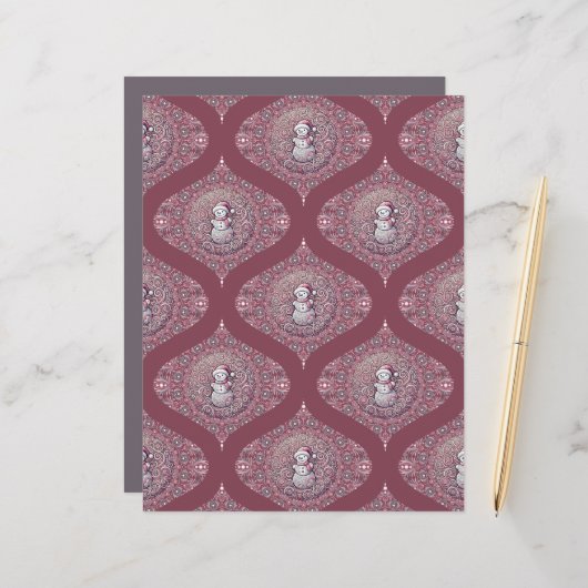 ピンクお洒落雪だるまマンダラオージースクラップブック (正面/裏面インサイチュ)