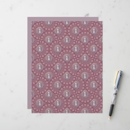 ピンクお洒落雪だるまマンダラオージーファンスクラップブック (正面/裏面インサイチュ)