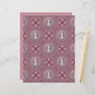 ピンクお洒落雪だるまマンダラジオタイルスクラップブック