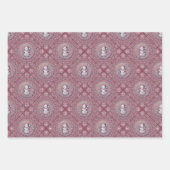 ピンクお洒落雪だるまマンダラジオダイアモンドタイル ラッピングペーパーシート (正面)