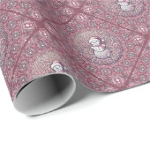 ピンクお洒落雪だるまマンダラジオダイアモンドタイル ラッピングペーパー (ロールコーナー)
