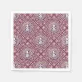 ピンクお洒落雪だるまマンダラジオ・タイルのデコページ スタンダードカクテルナプキン (正面)