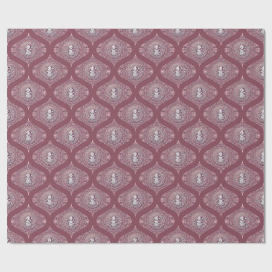 ピンクお洒落雪だるまマンダラレトロオジーダマスク ラッピングペーパー (フラット)