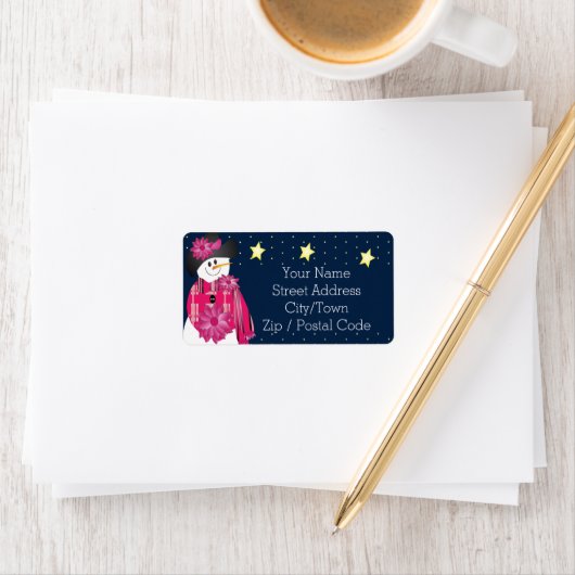 ピンクお洒落雪だるま設計者 ラベル (インサイチュ)