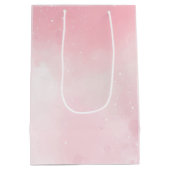 ピンクお洒落飛んでいるのユニコーン ミディアムペーパーバッグ (裏面)