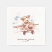 ピンクお洒落飛行機アドベンチャーベビーシャワー スタンダードカクテルナプキン (正面)