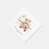 ピンクお洒落飛行機アドベンチャーベビーシャワー スタンダードカクテルナプキン (角)