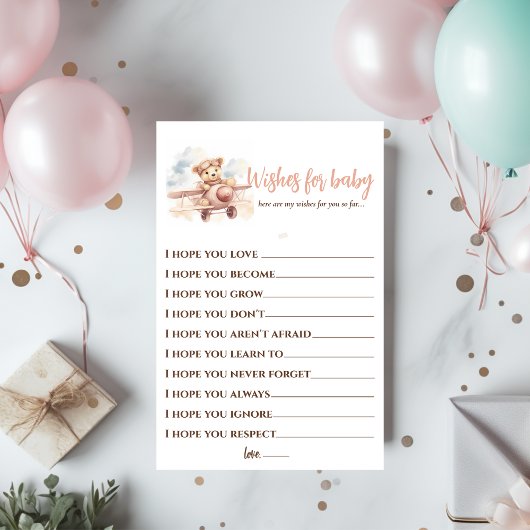 ピンクお洒落飛行機アドベンチャーベビーシャワー チラシ