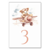 ピンクお洒落飛行機アドベンチャーベビーシャワー テーブルナンバー (裏面)