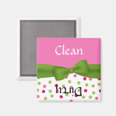 ピンクお洒落&グリーン食洗機マグネット マグネット (正面/裏面)