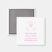 ピンクお洒落・フローリッシュSave the Date Magnet マグネット (正面/裏面)