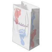 ピンクお祝いおよび青い足跡パターン スモールペーパーバッグ (裏面アングル)