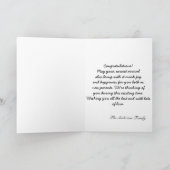 ピンクお祝いおよび黄色い新生児の女の子 カード (内部)