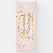 ピンクお祝いの結婚結婚旗 横断幕