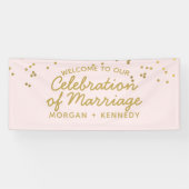 ピンクお祝いの結婚結婚旗 横断幕