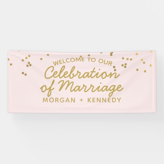 ピンクお祝いの結婚結婚旗 横断幕 (横)