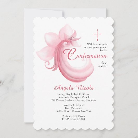 ピンクお祝い招待状 招待状 (正面)