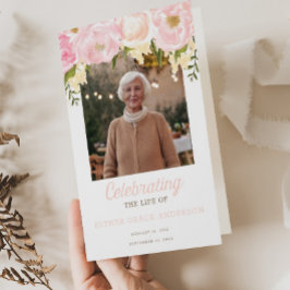 ピンクお祝い生折り葬式プログラム チラシ