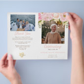 ピンクお祝い生折り葬式プログラム チラシ (手)