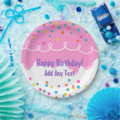 ピンクお誕生日ケーキつや消し ペーパープレート (パーティー)