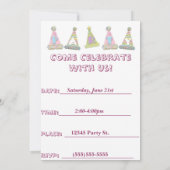 ピンクお誕生日ケーキパーティの招待状 招待状 (裏面)