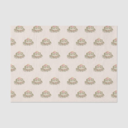 ピンクお誕生日ケーキ花ヴィンテージ切り離し 薄葉紙 (正面)