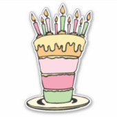 ピンクお誕生日ケーキ輪郭 シール (正面)