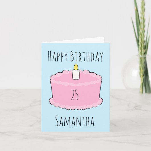 ピンクお誕生日ケーキ カード (正面)