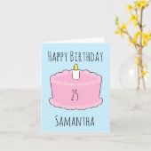 ピンクお誕生日ケーキ カード (黄色い花)