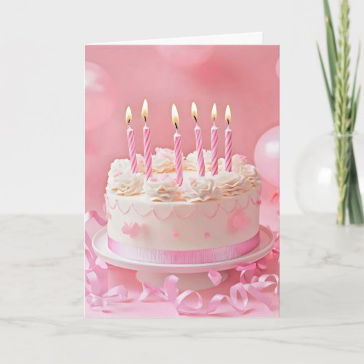 ピンクお誕生日ケーキ シーズンカード (正面)