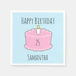 ピンクお誕生日ケーキ スタンダードカクテルナプキン